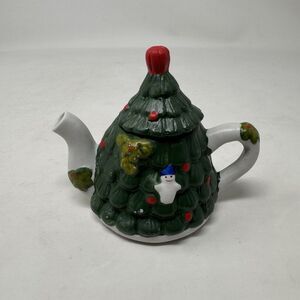 Christmas Tree "Holiday collection" Teapot by World Bazaar, Ceramic 3.5”‎ Tall